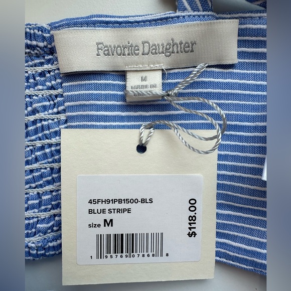NWT FAVORITE DAUGHTER THE EX-BOYFRIEND BRA Blue Stripe Size M - Picture 6 of 9